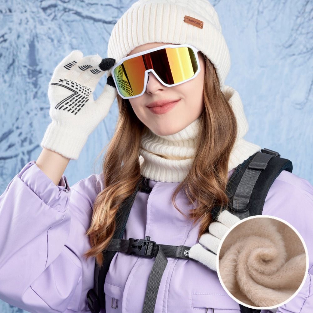 3pcs Hiking Solid Color Hat Sc - Wool Glove Lined ulasan dan harga