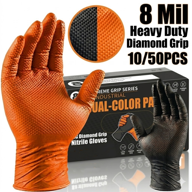 Heavy Duty Orange Nitrile Glov - Nitrile Mechanic Glove ulasan dan harga
