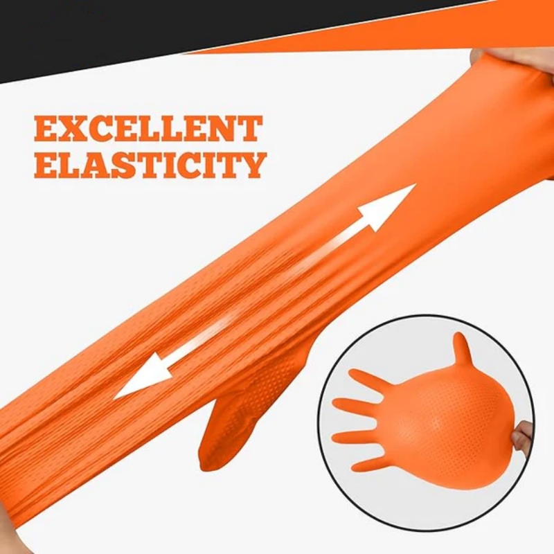 Heavy Duty Orange Nitrile Glov - Nitrile Mechanic Glove ulasan dan harga
