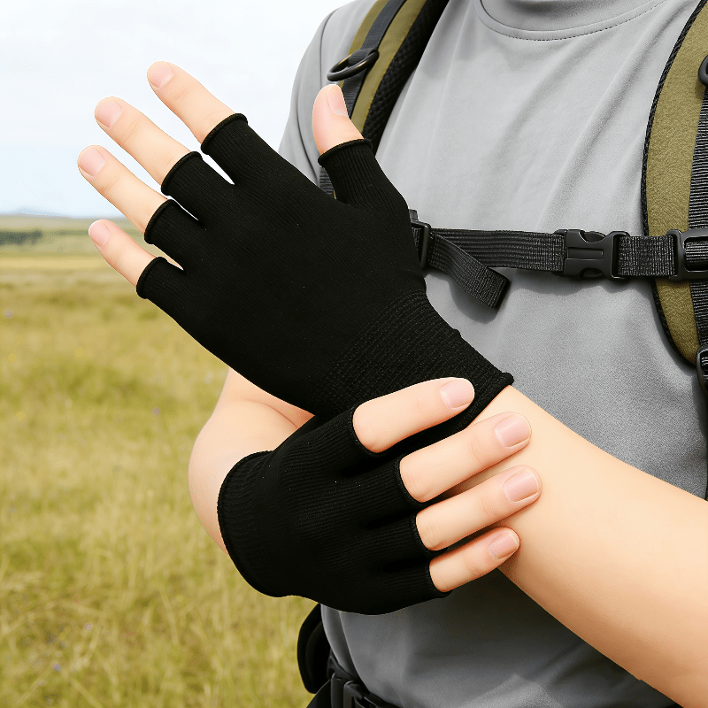 Black Knit Half Finger Gloves, - Fingerless Glove Knit ulasan dan harga
