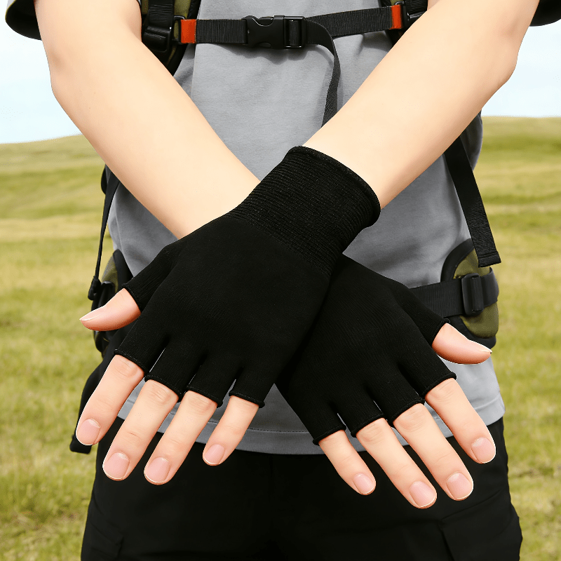 Black Knit Half Finger Gloves, - Fingerless Glove Knit ulasan dan harga