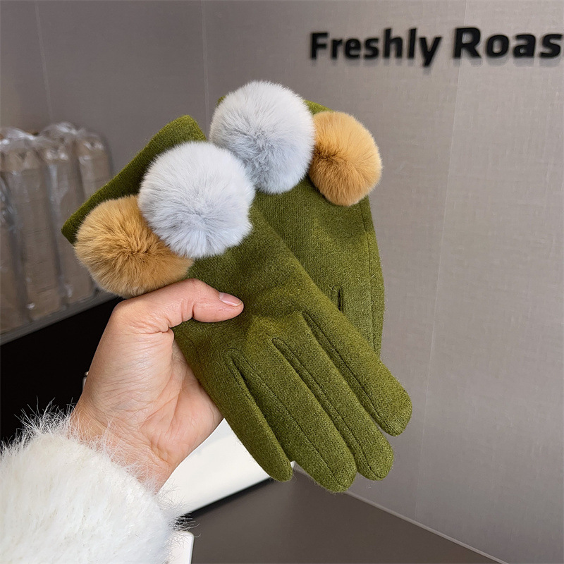 Gloves Women Wool Plaid Fox Fu - Wool Glove Lined ulasan dan harga