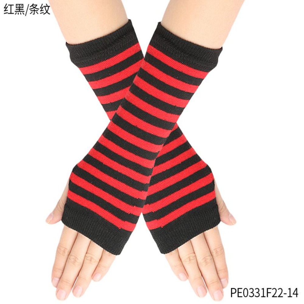 PESENAR Red  Black Striped Fin - Fingerless Glove Knit ulasan dan harga