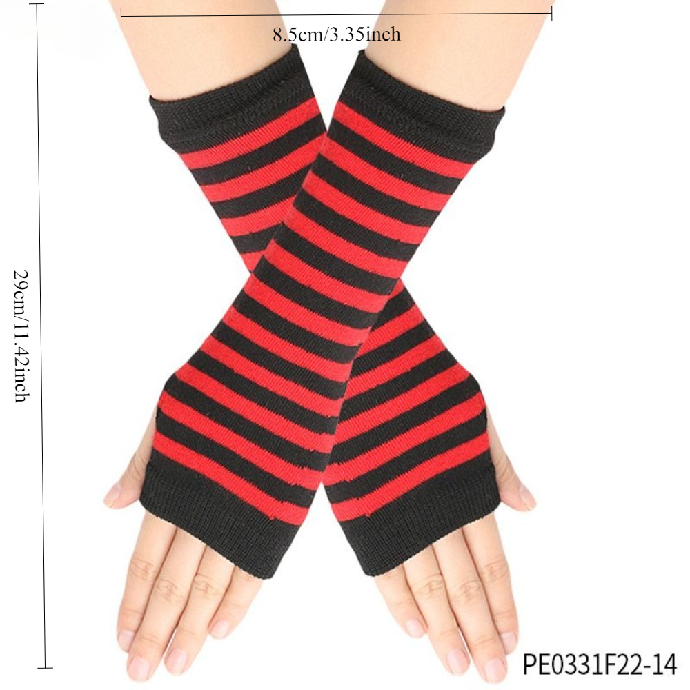 PESENAR Red  Black Striped Fin - Fingerless Glove Knit ulasan dan harga