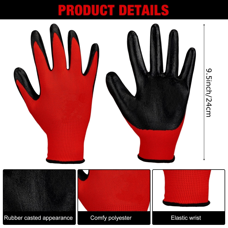 4/20PCS Nitrile Coated Safety  - Nitrile Mechanic Glove ulasan dan harga