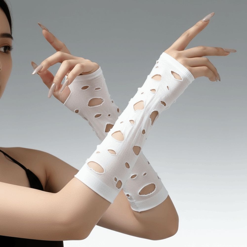 Sleeve Covers Ripped Arm Warme - Fingerless Glove Knit ulasan dan harga