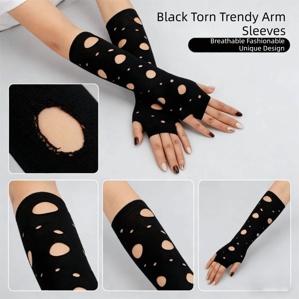 Sleeve Covers Ripped Arm Warme - Fingerless Glove Knit ulasan dan harga