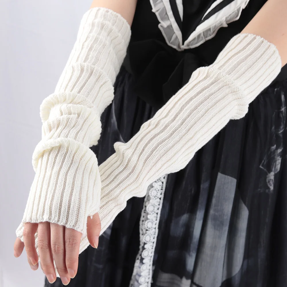 2025 New 52cm Women Knit Arm S - Fingerless Glove Knit ulasan dan harga