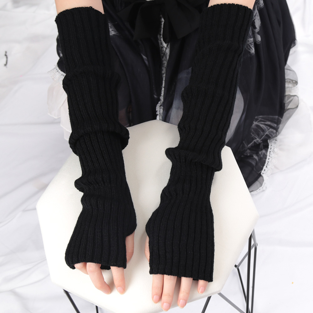 2025 New 52cm Women Knit Arm S - Fingerless Glove Knit ulasan dan harga