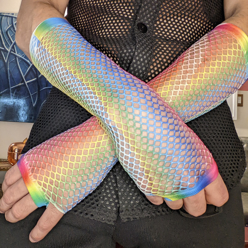 1 Pair Women Long Fishnet Net  - Fingerless Glove Knit ulasan dan harga