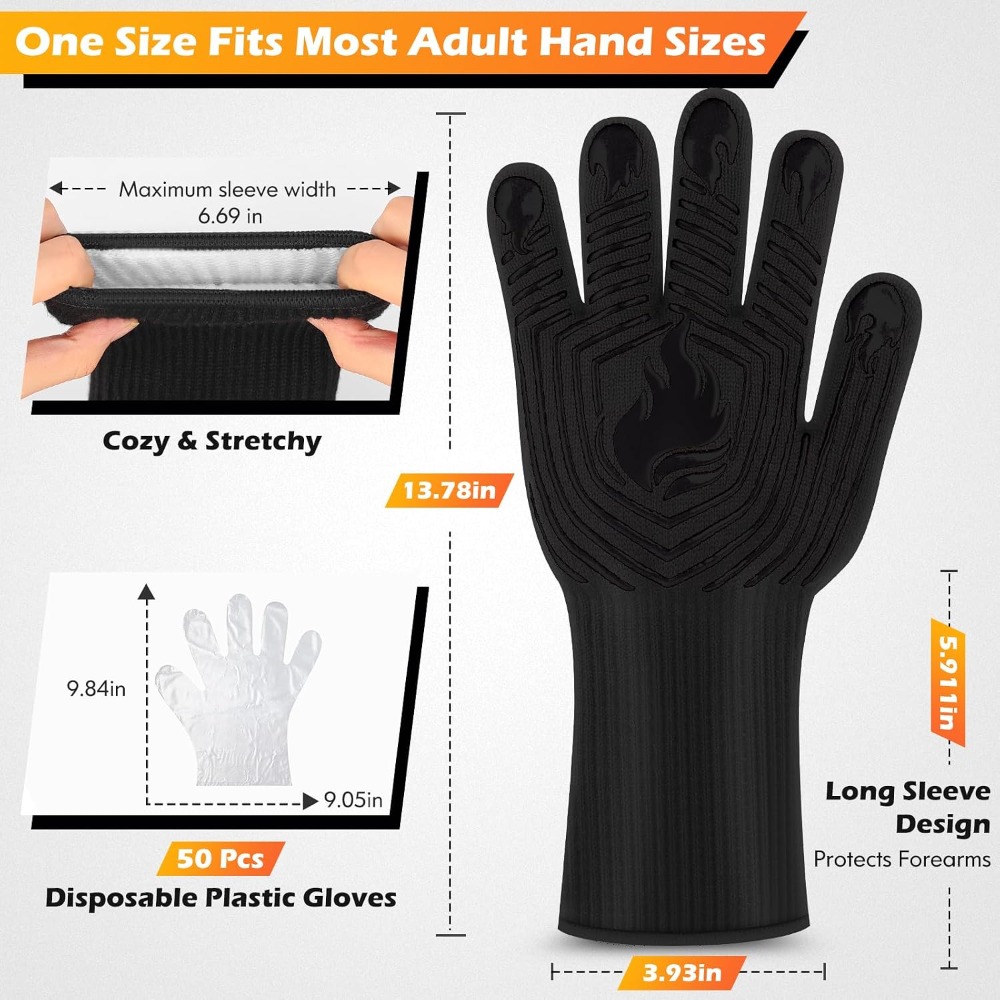 BBQ Gloves, 1472°F Heat Resist - Oven Mitt Silicone ulasan dan harga